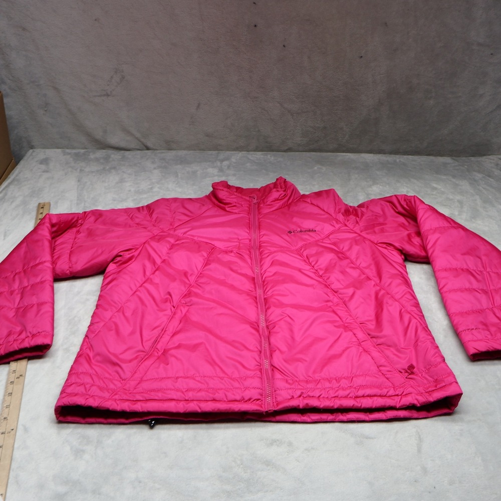 Columbia Jacket Women 2X Pink Insulated Omni-Heat Full Zip Puffer Winter Outdoor